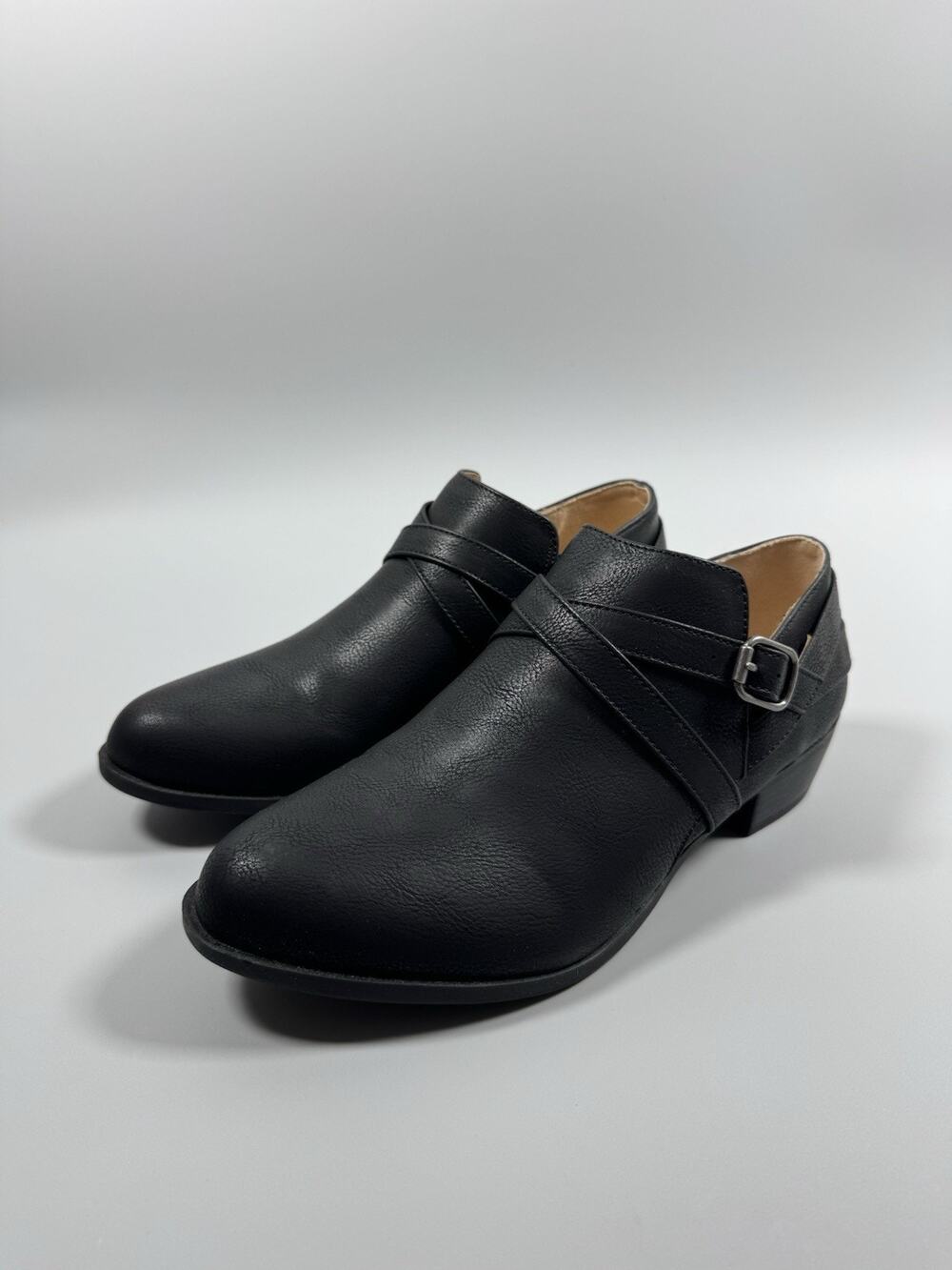 LifeStride Adley Slip On Ankle Height Bootie Block Heel Black Size 8.5 Wide